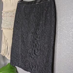 Ann Taylor 4 Tall Black Lace Pencil Skirt